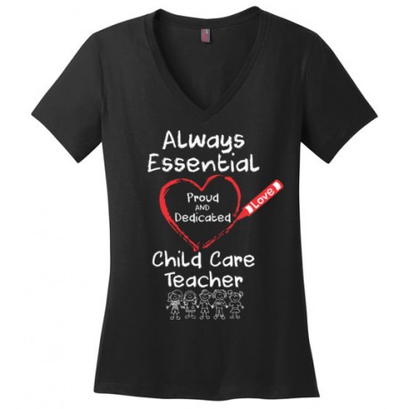 Crayon Heart with Kids Big White Font Child Care Teacher Women's V-Neck T-Shirt