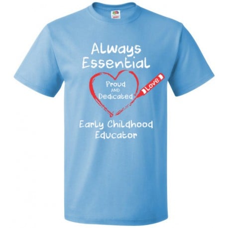 Crayon Heart Big White Font Early Childhood Educator Unisex T-Shirt