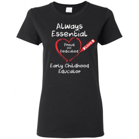 Crayon Heart Big White Font Early Childhood Educator Women's T-Shirt