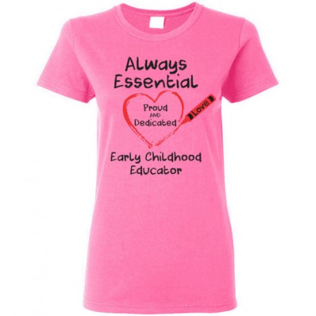Crayon Heart Big Black Font Early Childhood Educator Women's T-Shirt