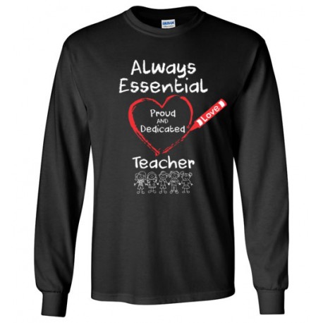 Crayon Heart with Kids Big White Font Teacher Long-Sleeved Shirt