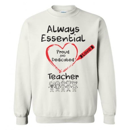 Crayon Heart with Kids Big Black Font Teacher Sweatshirt