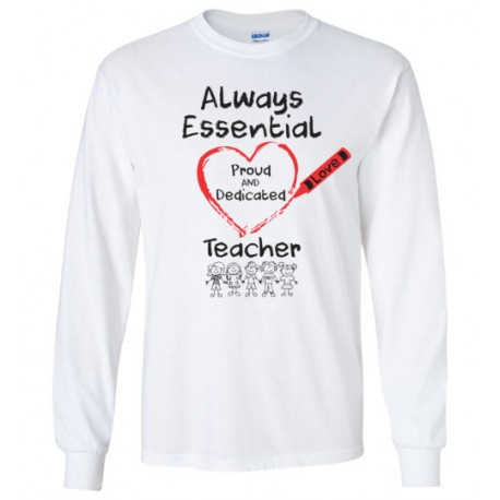 Crayon Heart with Kids Big Black Font Teacher Long-Sleeved Shirt