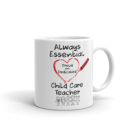Crayon Heart with Kids Big Black Font Child Care Teacher White Mug