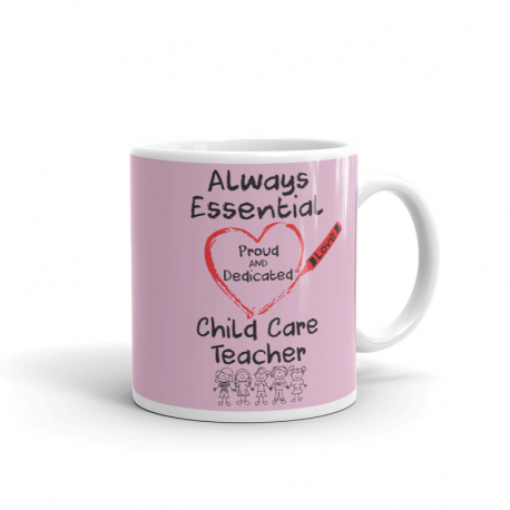 Crayon Heart with Kids Big Black Font Child Care Teacher Light Pink Mug
