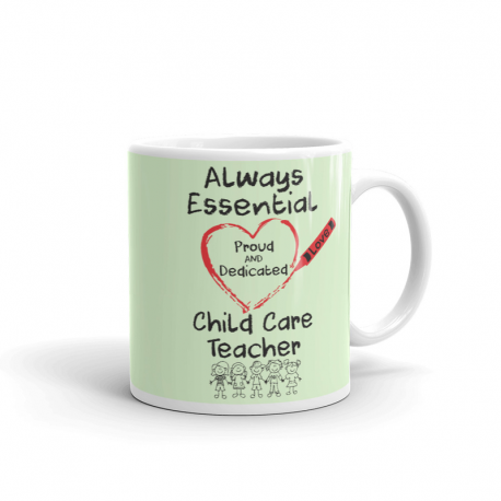 Crayon Heart with Kids Big Black Font Child Care Teacher Light Mint Green Mug