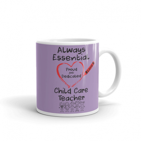 Crayon Heart with Kids Big Black Font Child Care Teacher Light Purple Mug