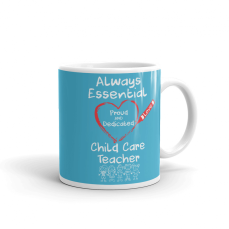 Crayon Heart with Kids Big White Font Child Care Teacher Light Blue Mug