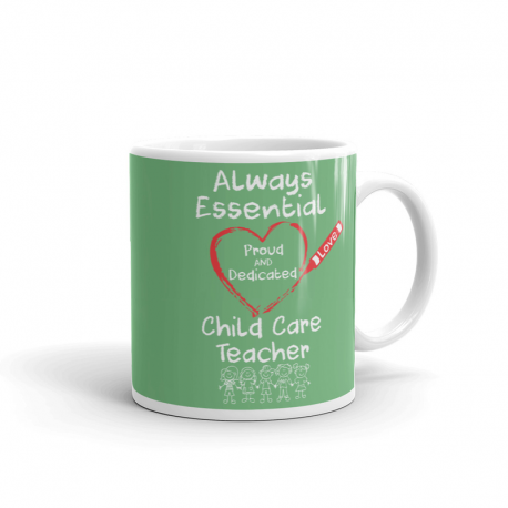 Crayon Heart with Kids Big White Font Child Care Teacher Fern Green Mug