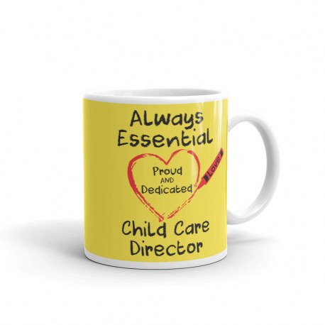 Crayon Heart Big Black Font Child Care Director Bright Yellow Mug