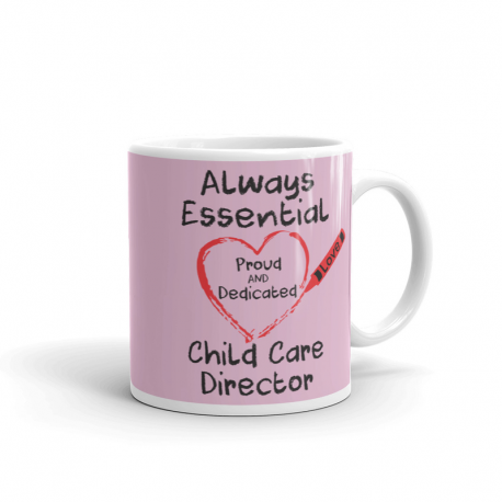 Crayon Heart Big Black Font Child Care Director Light Pink Mug