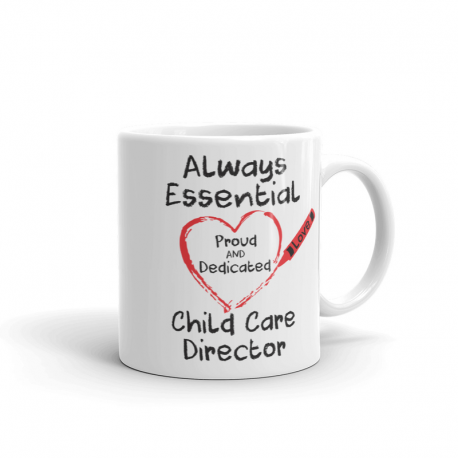 Crayon Heart Big Black Font Child Care Director White Mug