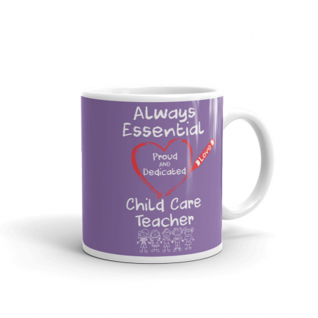 Crayon Heart with Kids Big White Font Child Care Teacher Light Purple Mug