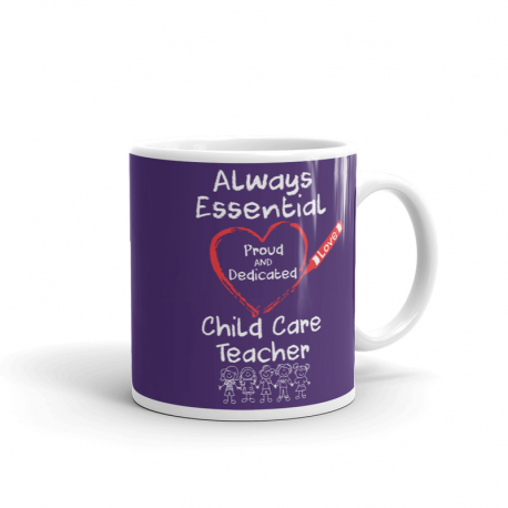 Crayon Heart with Kids Big White Font Child Care Teacher Dark Purple Mug