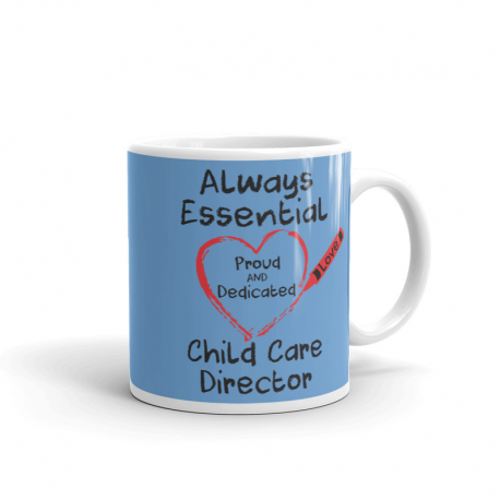 Crayon Heart Big Black Font Child Care Director Light Blue Mug