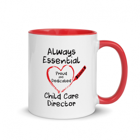 Crayon Heart Big Black Font Child Care Director Mug With Color Inside