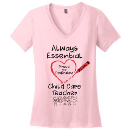 Crayon Heart with Kids Big Black Font Child Care Teacher Women's V-Neck T-Shirt
