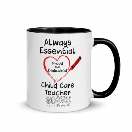 Crayon Heart Big Black Font Child Care Teacher Mug With Color Inside