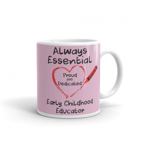 Crayon Heart Big Black Font Early Childhood Educator Light Pink Mug
