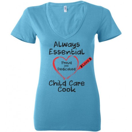 Crayon Heart Big Black Font Child Care Cook Women's Deep V-Neck T-Shirt