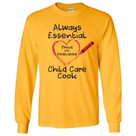 Crayon Heart Big Black Font Child Care Cook Long-Sleeved Shirt