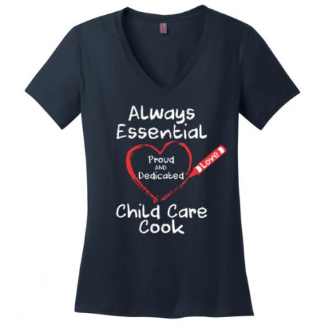 Crayon Heart Big White Font Child Care Cook Women's V-Neck T-Shirt