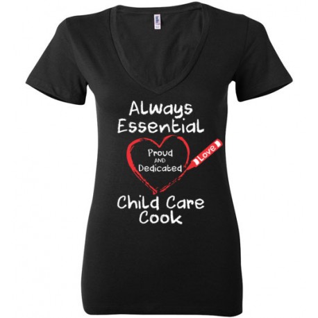 Crayon Heart Big White Font Child Care Cook Women's Deep V-Neck T-Shirt