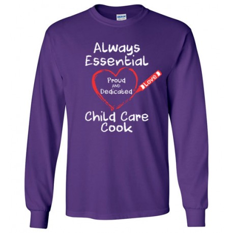 Crayon Heart Big White Font Child Care Cook Long-Sleeved Shirt
