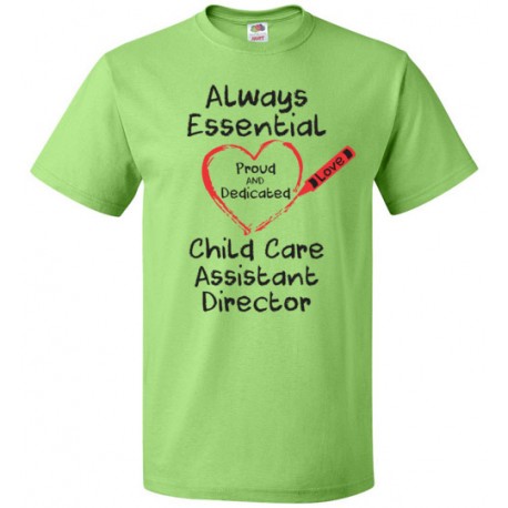 Crayon Heart Big Black Font Child Care Assistant Director Unisex T-Shirt