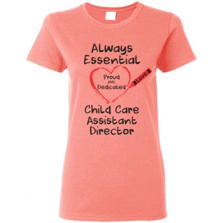 Crayon Heart Big Black Font Child Care Assistant Director Women's T-Shirt