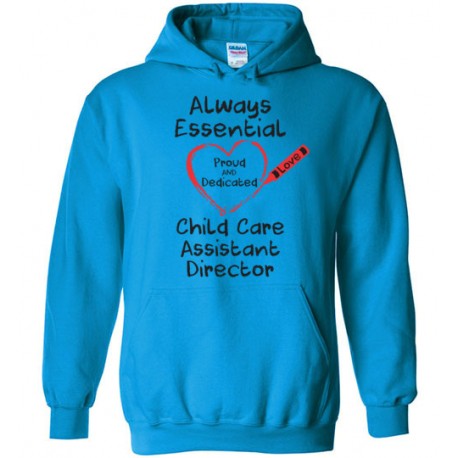 Crayon Heart Big Black Font Child Care Assistant Director Hoodie