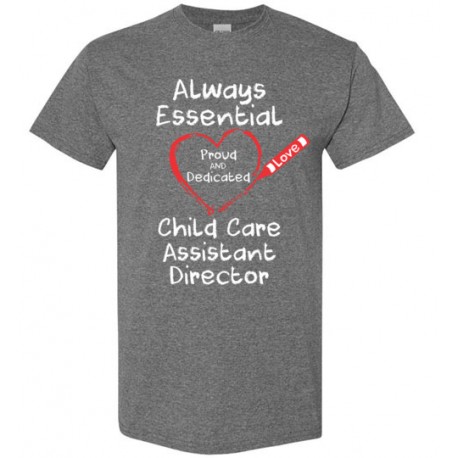 Crayon Heart Big White Font Child Care Assistant Director Men's T-Shirt