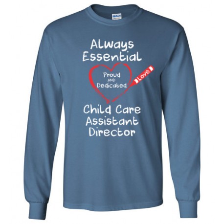 Crayon Heart Big White Font Child Care Assistant Director Long-Sleeved Shirt