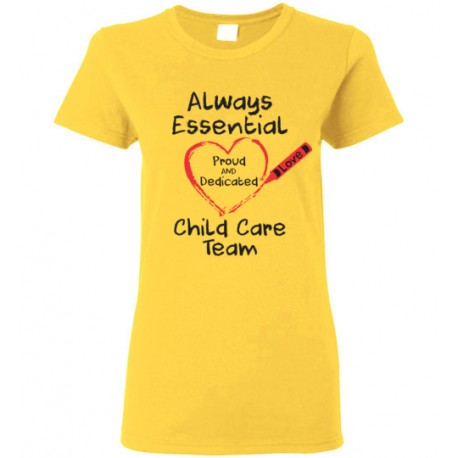 Crayon Heart Big Black Font Child Care Team Women's T-Shirt