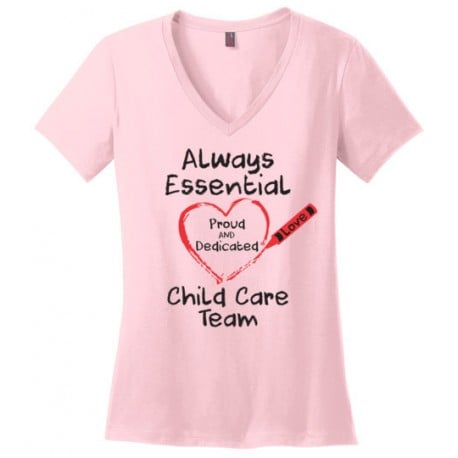 Crayon Heart Big Black Font Child Care Team Women's V-Neck T-Shirt