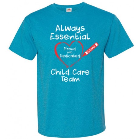Crayon Heart Big White Font Child Care Team Unisex T-Shirt