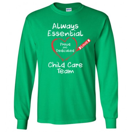 Crayon Heart Big White Font Child Care Team Long-Sleeved Shirt