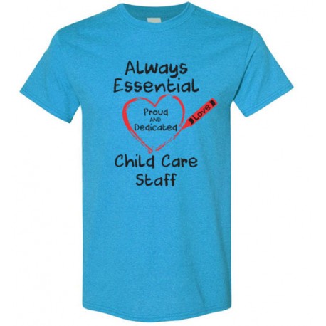 Crayon Heart Big Black Font Child Care Staff Men's T-Shirt