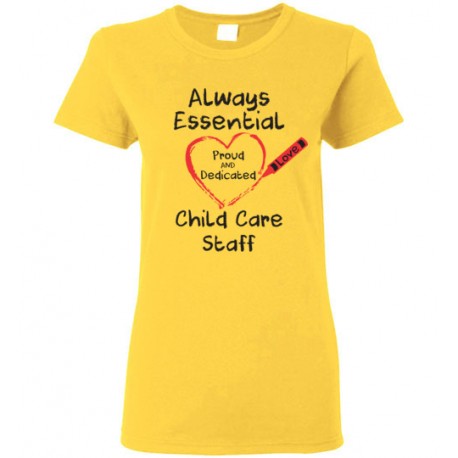 Crayon Heart Big Black Font Child Care Staff Women's T-Shirt