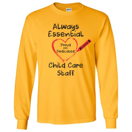 Crayon Heart Big Black Font Child Care Staff Long-Sleeved Shirt