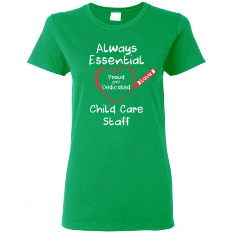 Crayon Heart Big White Font Child Care Staff Women's T-Shirt