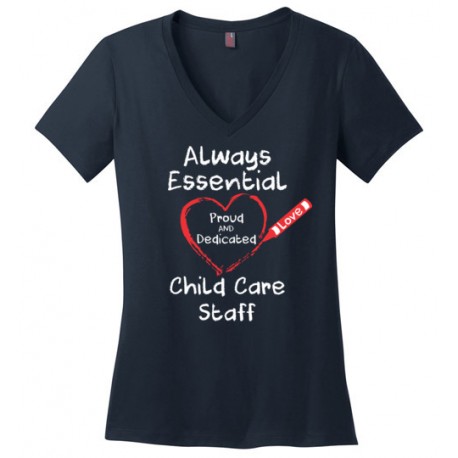 Crayon Heart Big White Font Child Care Staff Women's V-Neck T-Shirt