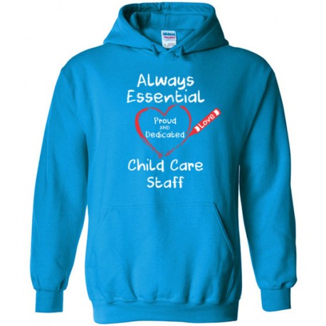 Crayon Heart Big White Font Child Care Staff Hoodie