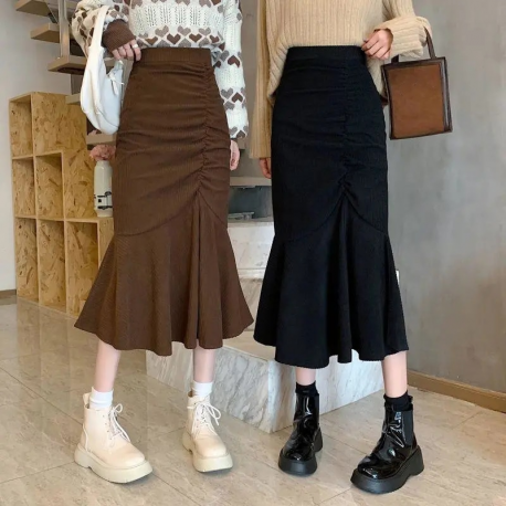 Fashion High Waist Midi Skirts for Women, Long Skirt