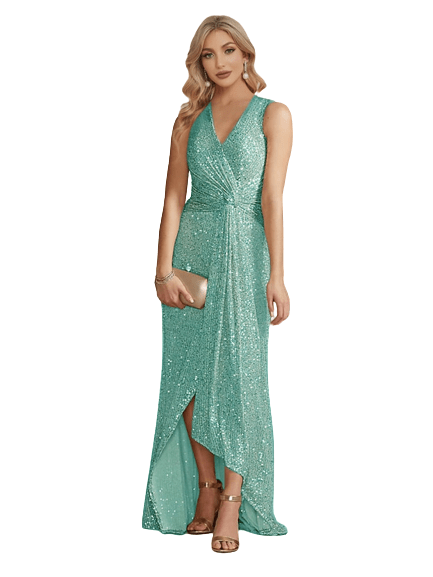 Party Dress, Color-Mint Green, Front