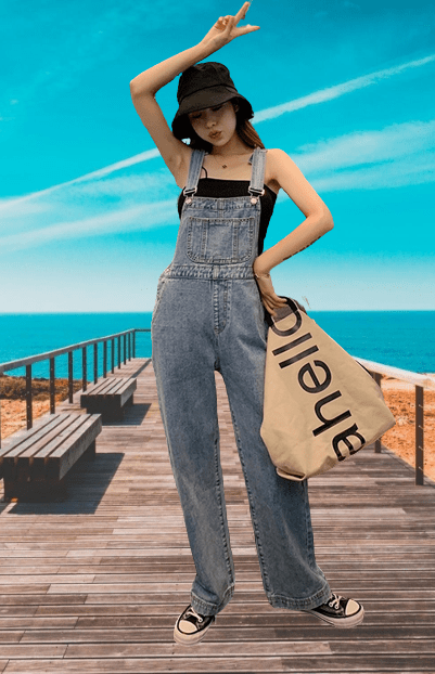Women's Jeans Fashion Denim Romper Jumpsuit-3