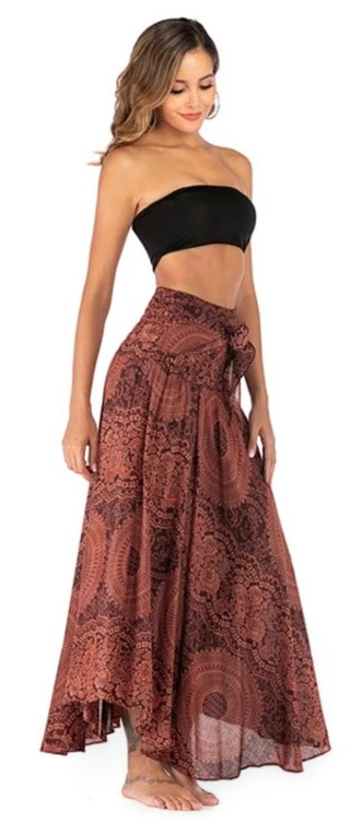 Women's 2 In1 High Waist Beach Long Skirt Casual Self-Tie Halter Strapless Dress