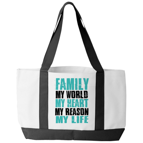 White Tote Bag | Family - My World, My Heart, My Reason, My Life