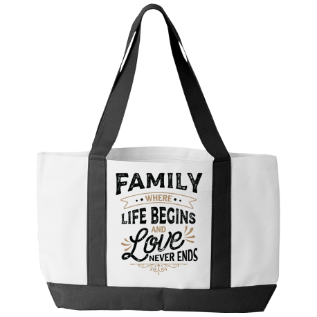 White Tote Bag | Family - Where Life Begins, And Love Never Ends