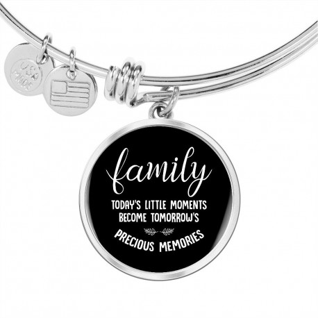 Stainless Steel Luxury Bangle With Circle Pendant | Family - Todays Little Moments Become Tomorrows Precious Memories